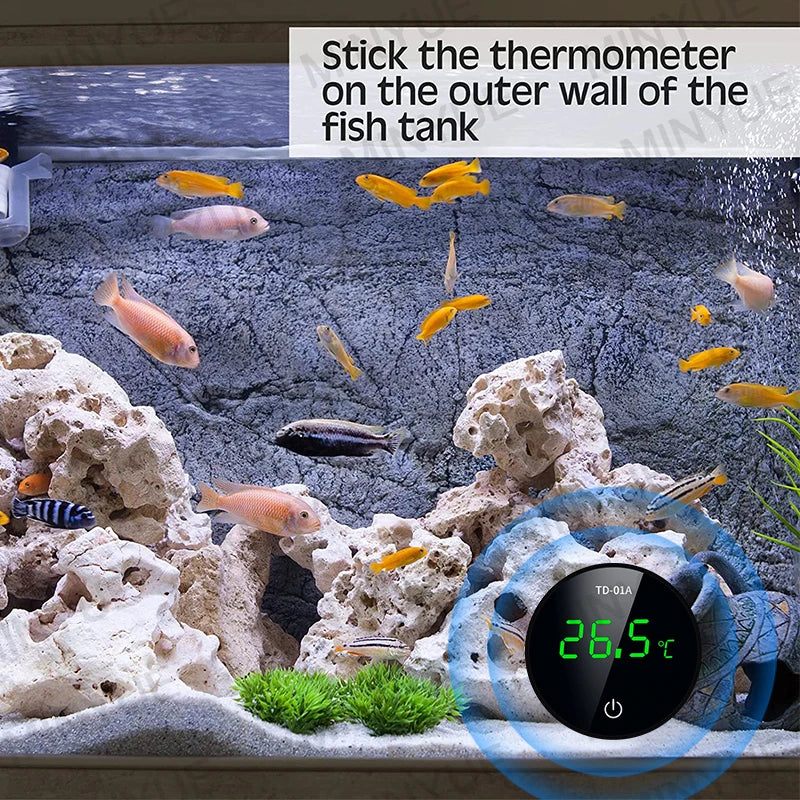 LCD Digital Aquarium Thermometer – Type-C Charging, High Precision -9.9-50℃