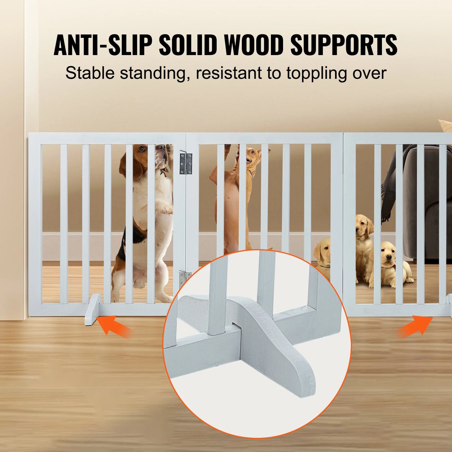 Freestanding Foldable Dog Gate – 3-Panel Expandable Pet Barrier for Narrow Spaces