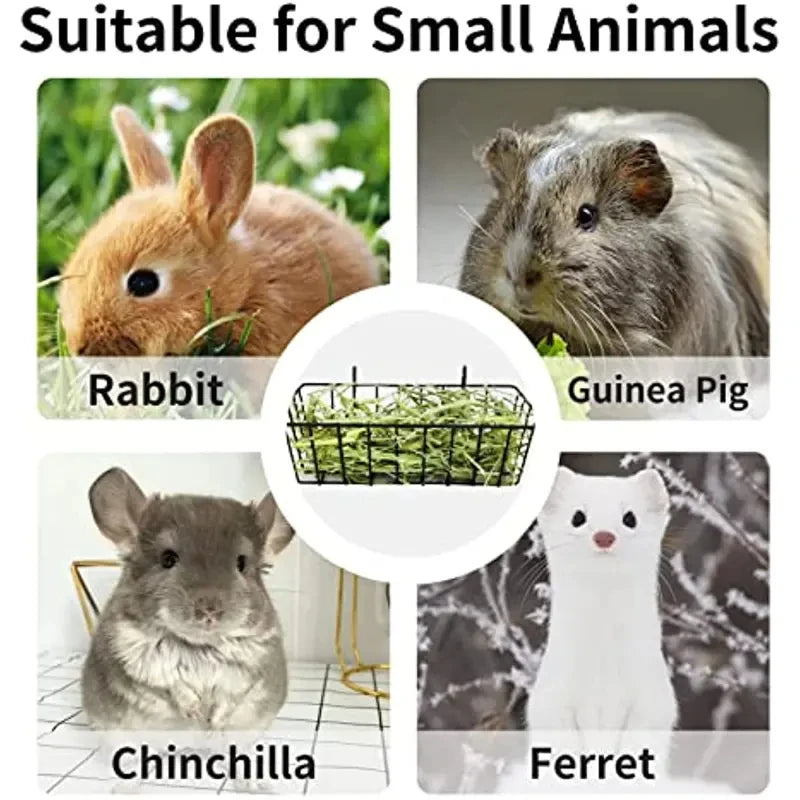 Rabbit Hay Feeder Rack – Grass Frame & Food Bowl for Small Pets