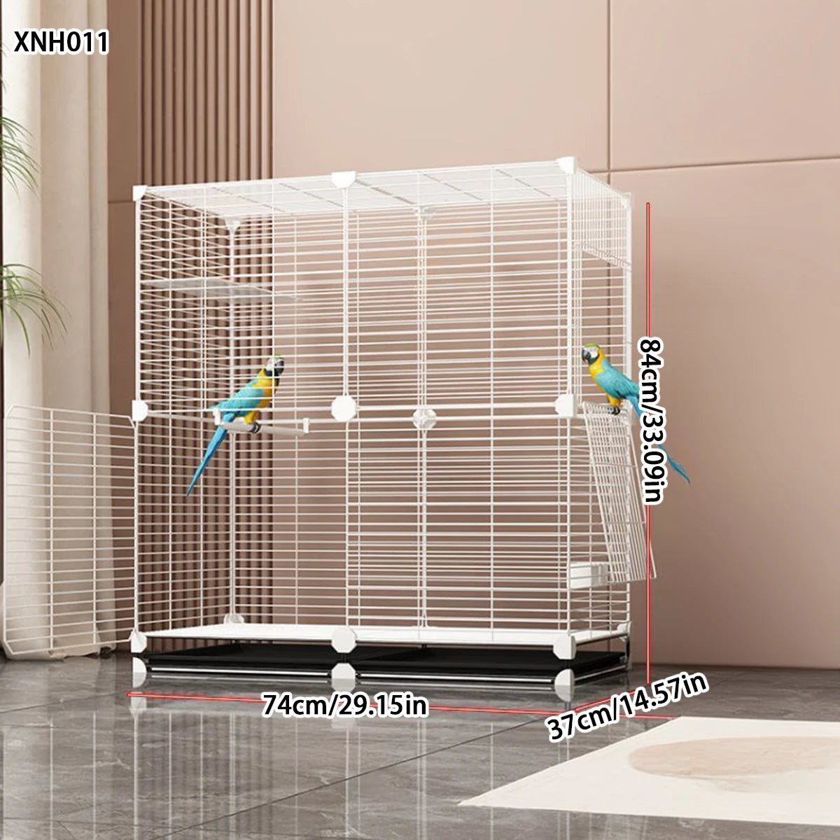 Large Parrot Cage - Metal Horizontal Wire Cage for Parrots & Medium Birds
