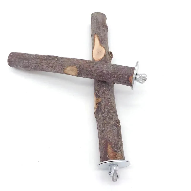 Natural Wood Branch Stand – Chew Toy Perch for Parrots, Hamsters & Birds