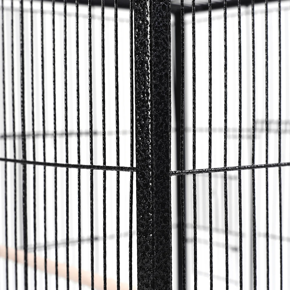 Open Top Bird Cage – Large Metal Parrot Villa with Casters, 48x48x77cm
