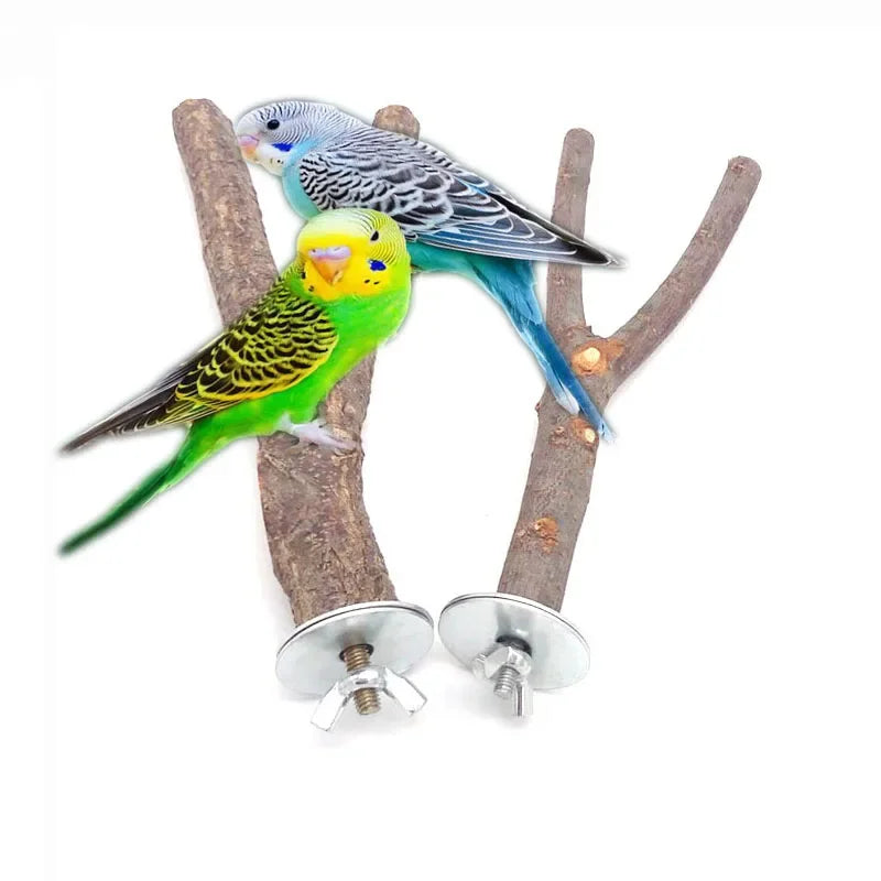Natural Wood Branch Stand – Chew Toy Perch for Parrots, Hamsters & Birds