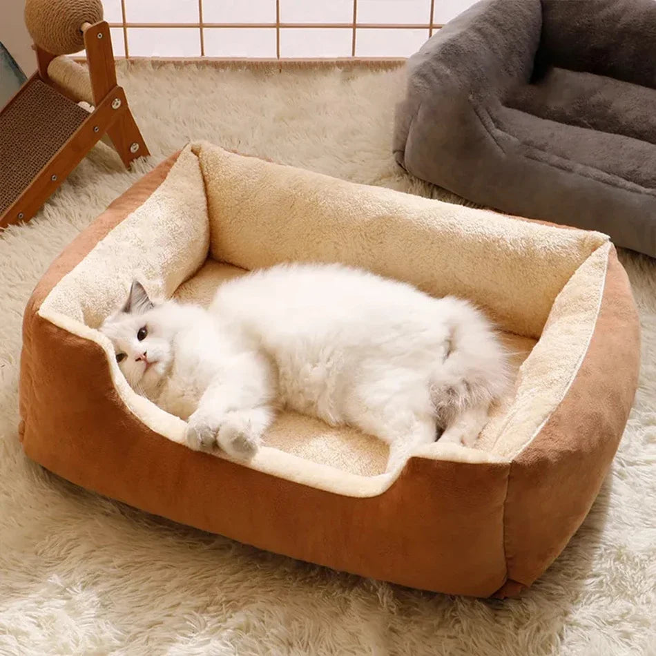 Comfy Plush Puppy Bed – Washable Cushion Basket for Dogs & Cats