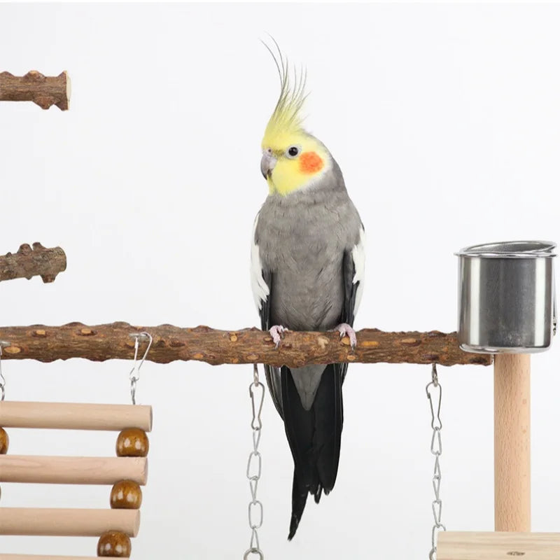 Pepper Wood Parrot Platform – Climbing Net, Ladder, Swing & Bridge Toy