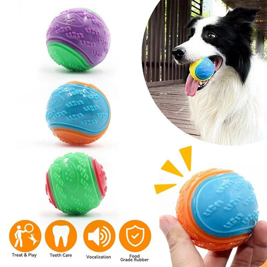 Dogs Interactive Toys Soft TPR Toys for Dog Pet Teeth Cleaning Bite Resistance Squeaky Dog Ball Toy - The Best For Pets