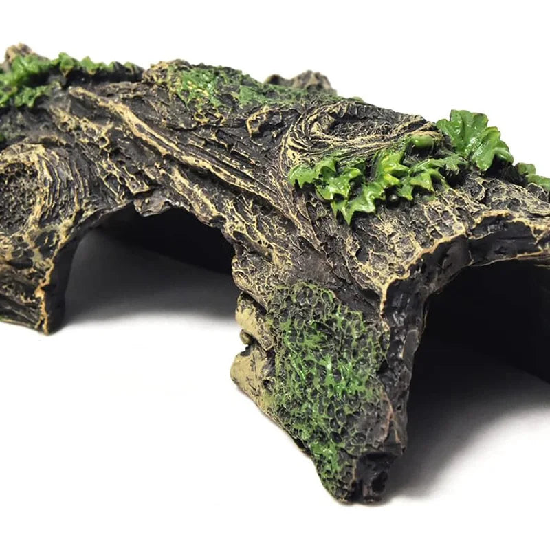 Hollow Tree Tunnel Ornament – Aquarium Cave Shelter for Fish & Reptiles