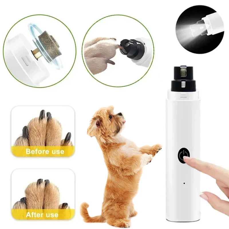 Rechargeable Electric Pet Nail Grinder – Quiet Clipper with LED Light for Dogs & Cats