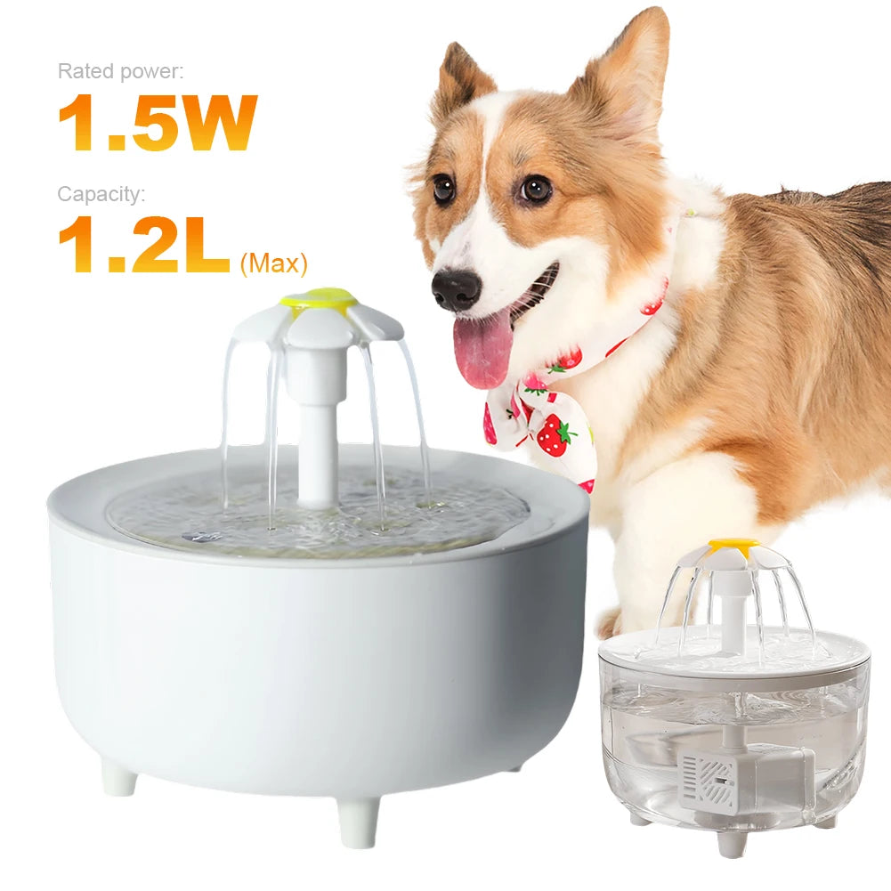 1200ml Automatic Filtered Cat Water Fountain – USB Electric, Quiet Pet Drinking Dispenser
