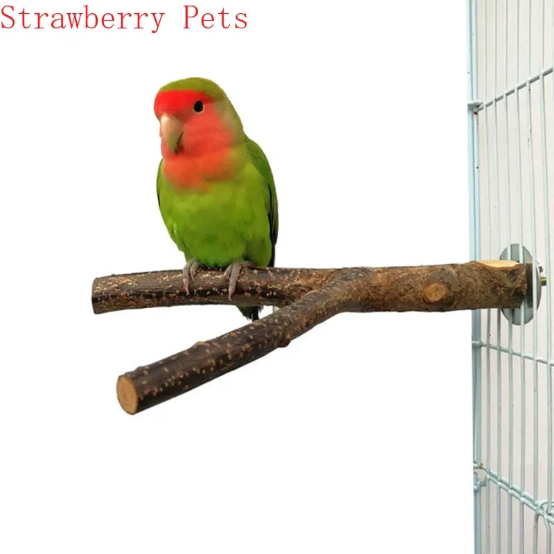 Natural Wood Branch Stand – Chew Toy Perch for Parrots, Hamsters & Birds