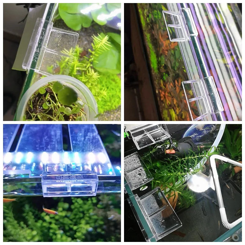Acrylic Clip Holders – Transparent Glass Cover Support for Aquarium - 8Pcs
