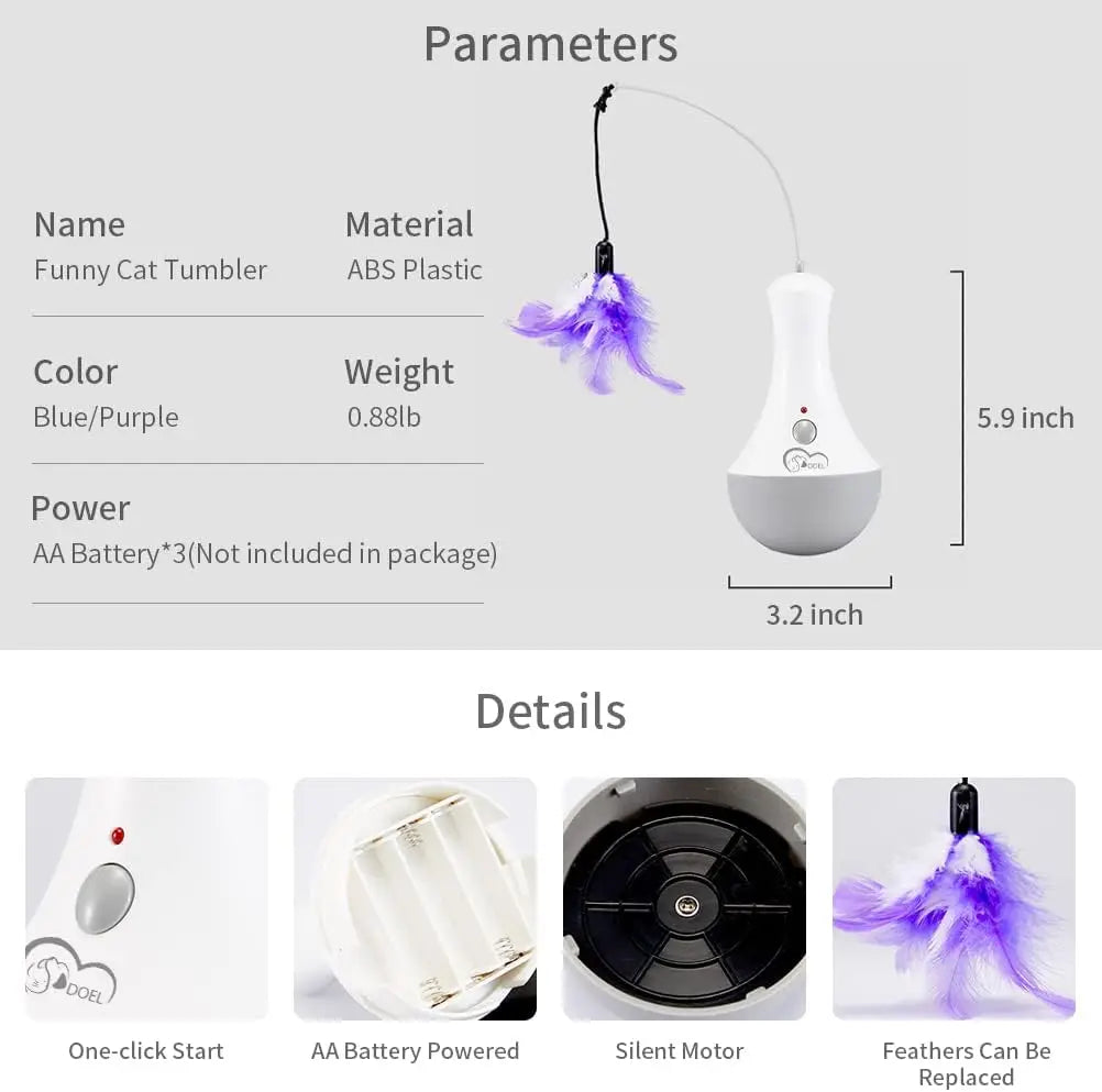 Interactive Cat Feather Toy – Automatic Teaser for Indoor Play | Fun Kitten Gift & Enrichment Toy