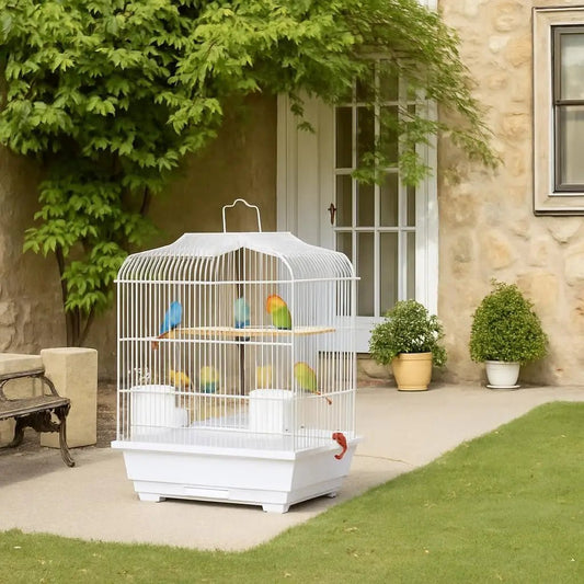Bird Travel Cage 52cm - Portable Metal Carrier with Perch & Feeders - The Best For Pets