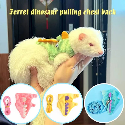 Ferret Harness & Leash - Cute Dinosaur Vest with Bell for Small Pets - The Best For Pets
