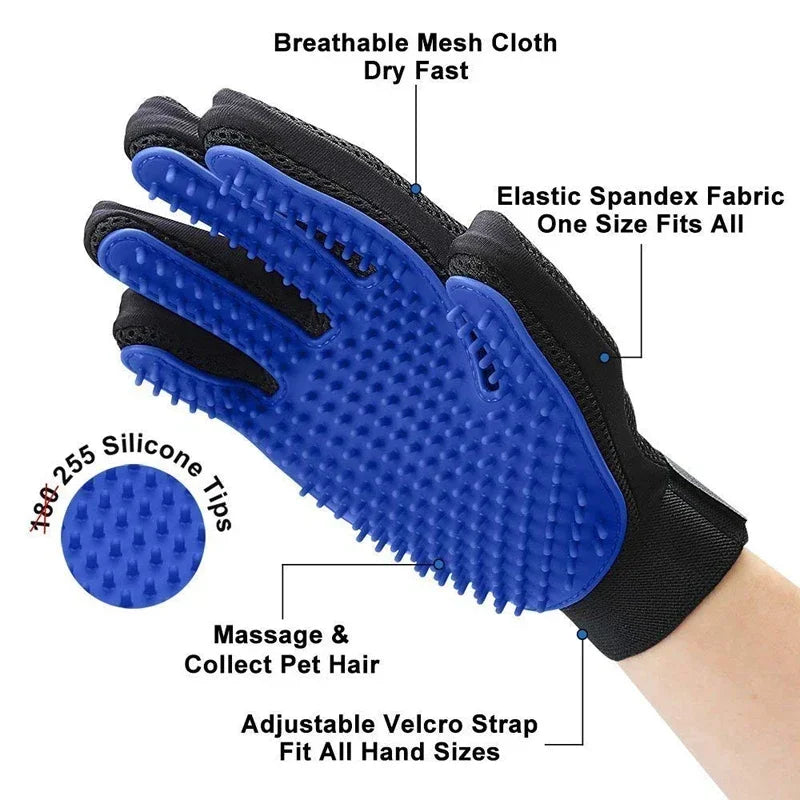 Silicone Pet Grooming Glove – Hair Remover & Bath Brush for Dogs & Cats