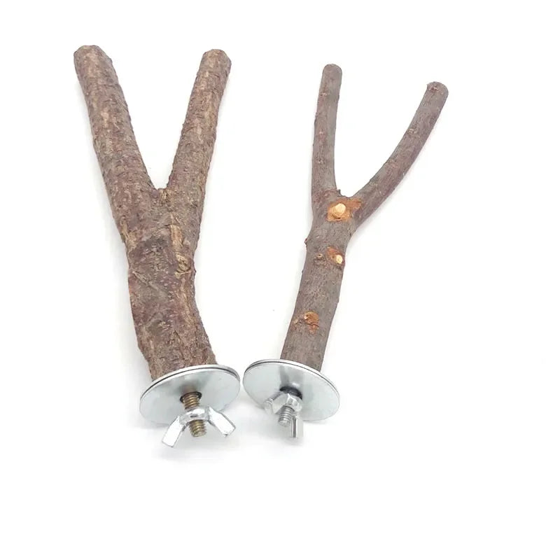 Natural Wood Branch Stand – Chew Toy Perch for Parrots, Hamsters & Birds