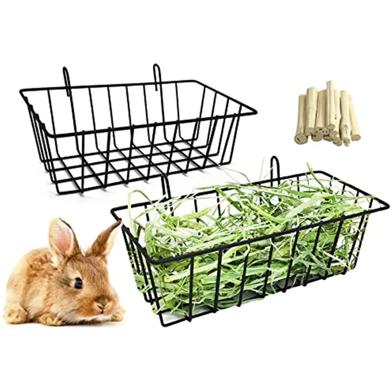 Rabbit Hay Feeder Rack – Grass Frame & Food Bowl for Small Pets