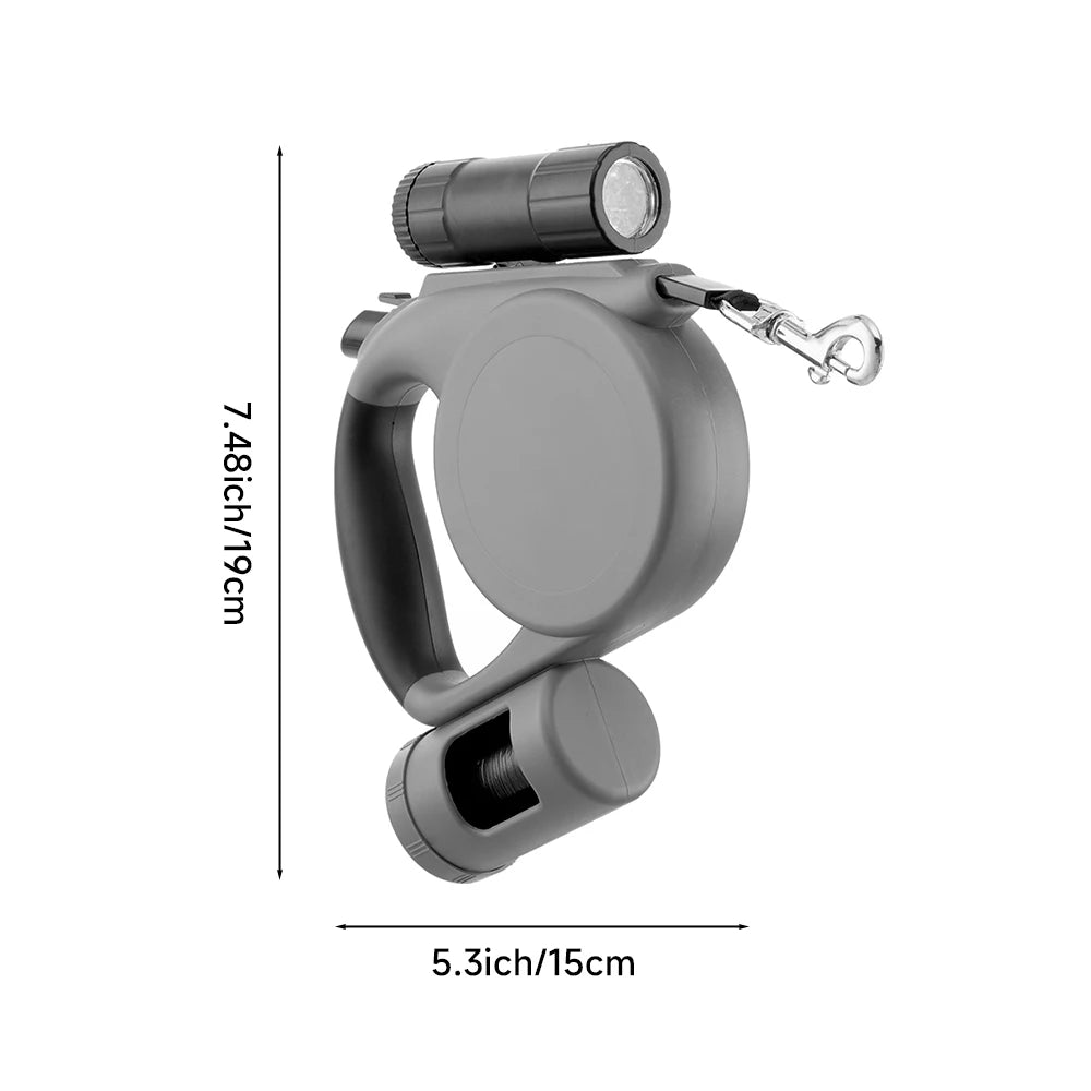 5m Retractable Dog Leash – Automatic Dog Lead with LED Flashlight & Waste Bag Dispenser