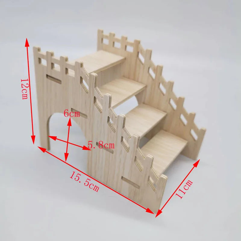 Wooden Hamster Maze House – Multi-Bedroom Nest & Platform