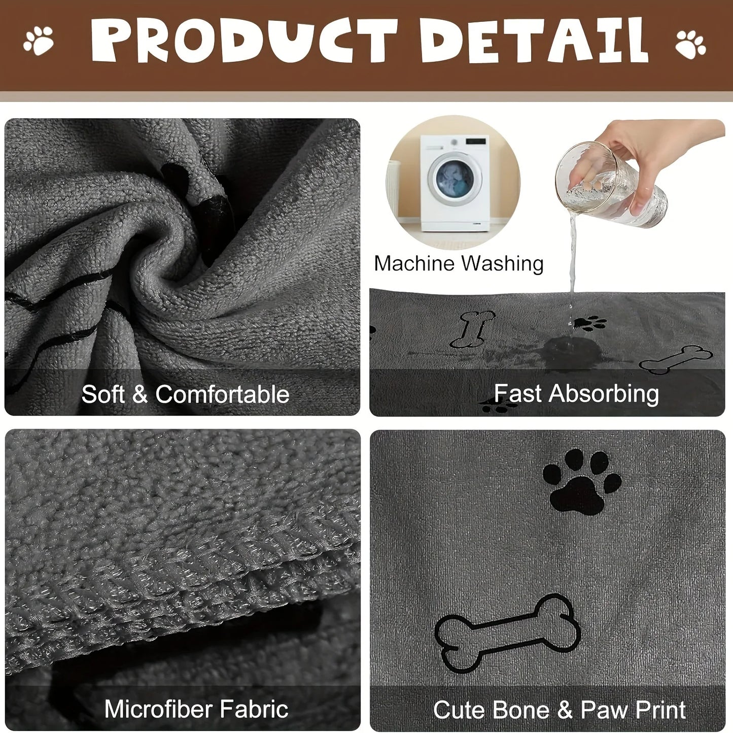 Microfiber Dog Towel – Quick-Drying, Absorbent Pet Bath & Cleaning Cloth