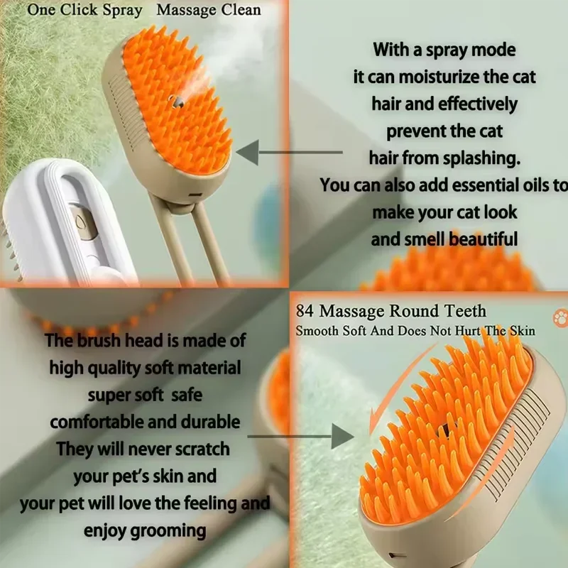 Pet Grooming Mist Spray Comb – Dematting Brush & Hair Remover for Dogs & Cats