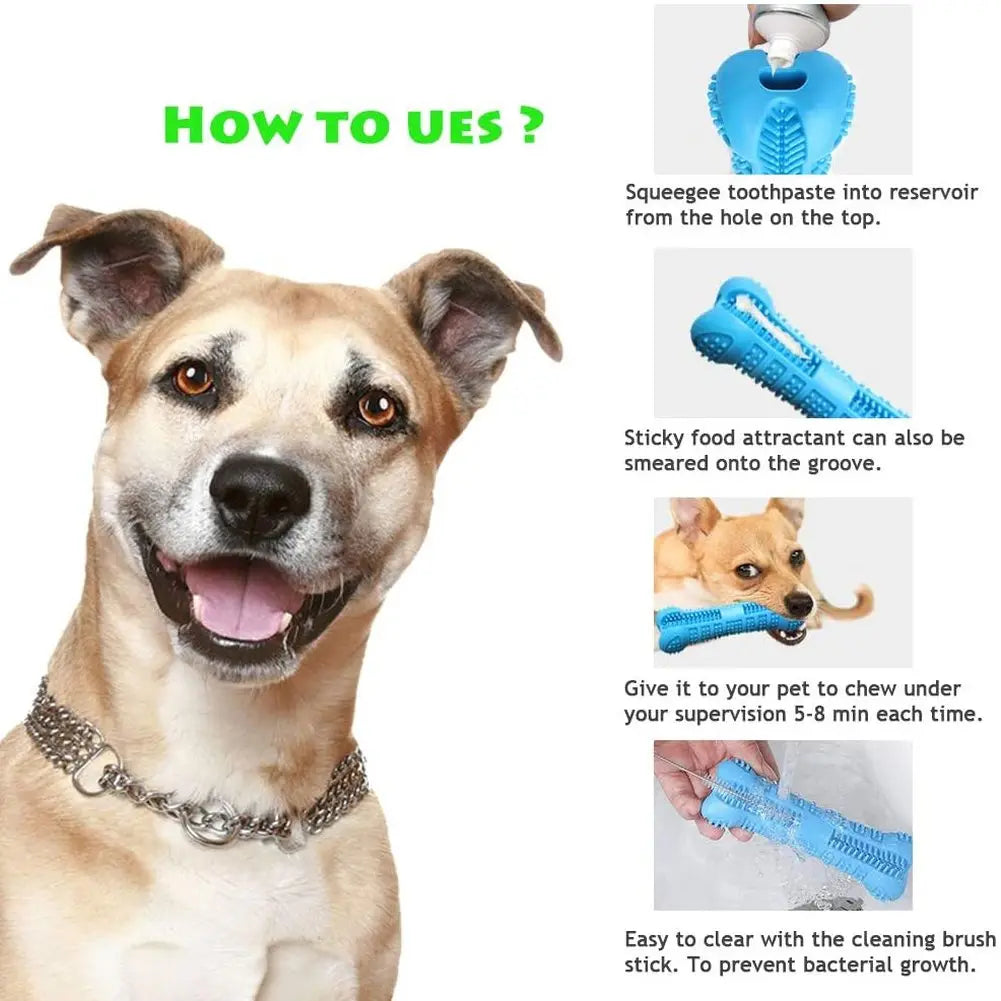 360° Dog Toothbrush Chew Toy – Soft Rubber Dental Stick for Puppies & Small Dogs