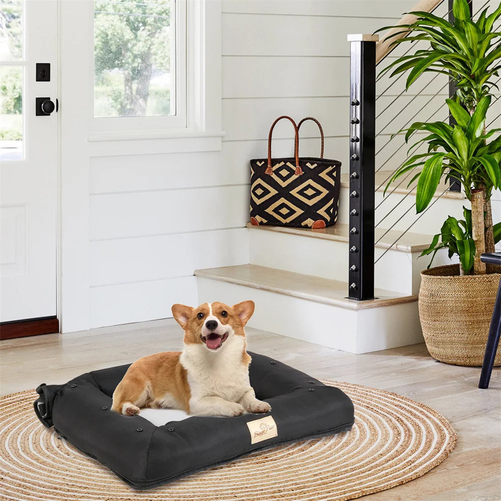 Portable Dog Car Seat – Travel Bed with Safety Belt | Waterproof Pet Booster & Cushion