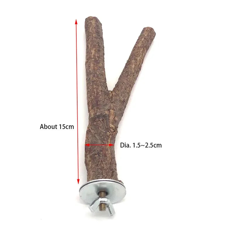 Natural Wood Branch Stand – Chew Toy Perch for Parrots, Hamsters & Birds