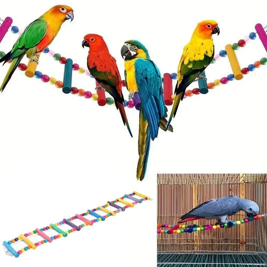 Wooden Climbing Ladder 74cm - Colourful Bird Toy for Parrots & Budgies - The Best For Pets