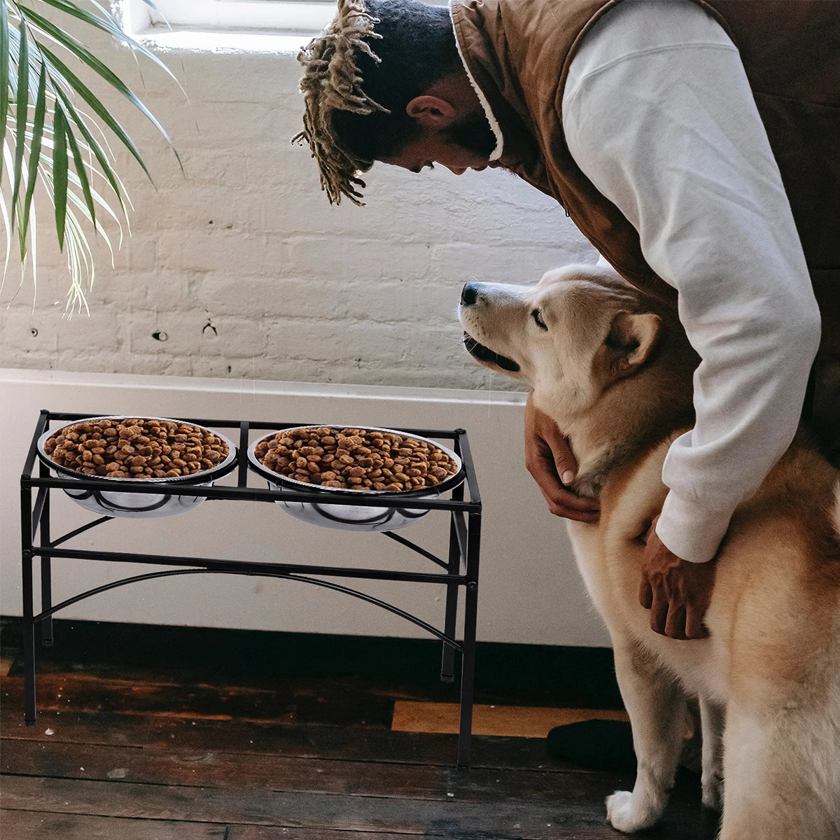 Raised Pet Feeder – Elevated Double Stainless Steel Bowls for Dogs & Cats