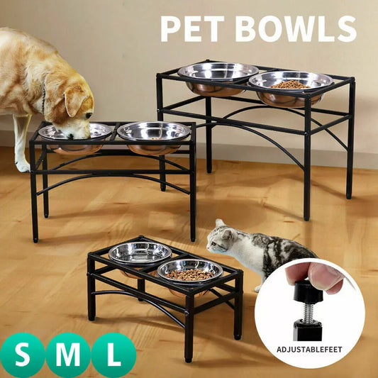 Raised Pet Feeder – Elevated Double Stainless Steel Bowls for Dogs & Cats