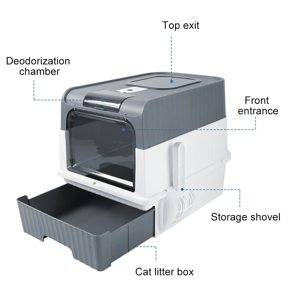 XL Enclosed Cat Litter Box – Drawer-Style, Self-Cleaning & Splash-Proof Pet Toilet