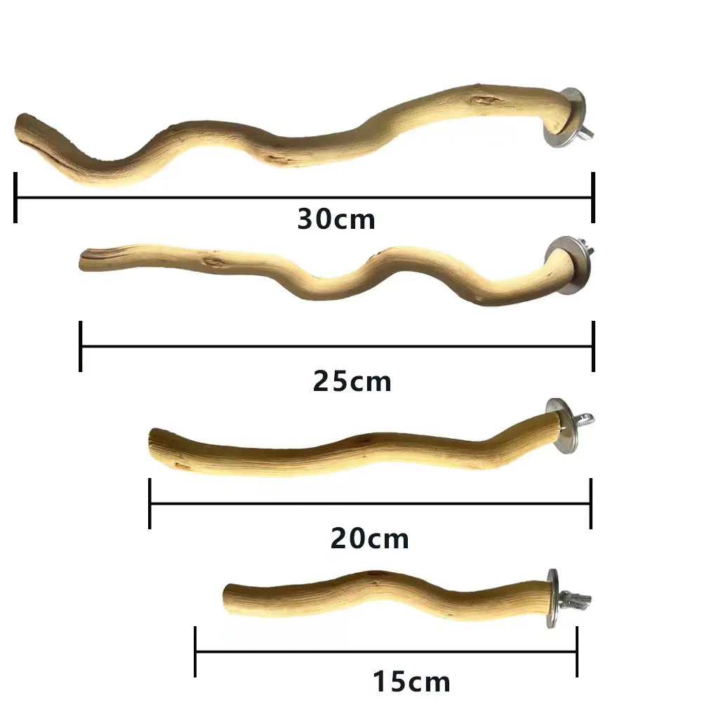 Natural Wood Fork Perch – Hanging Swing Branch Toy for Bird Cages