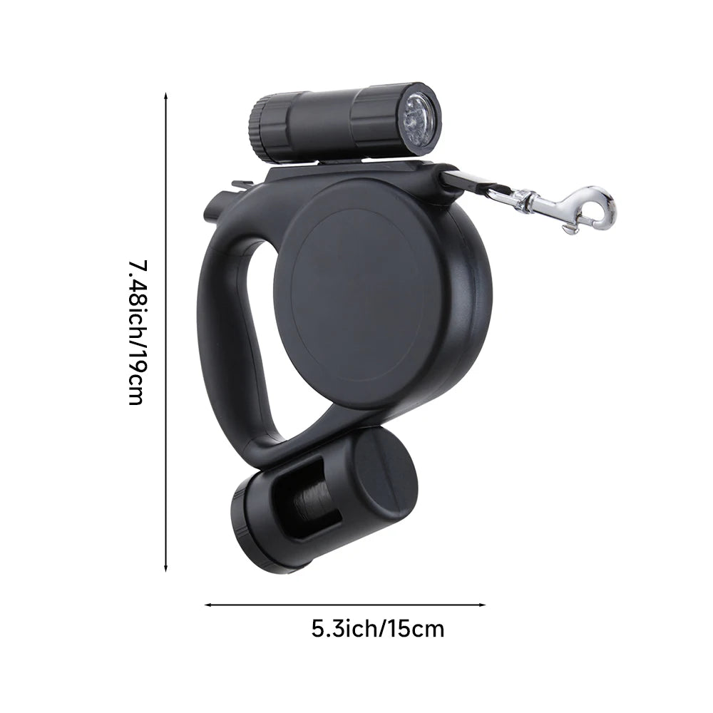 5m Retractable Dog Leash – Automatic Dog Lead with LED Flashlight & Waste Bag Dispenser