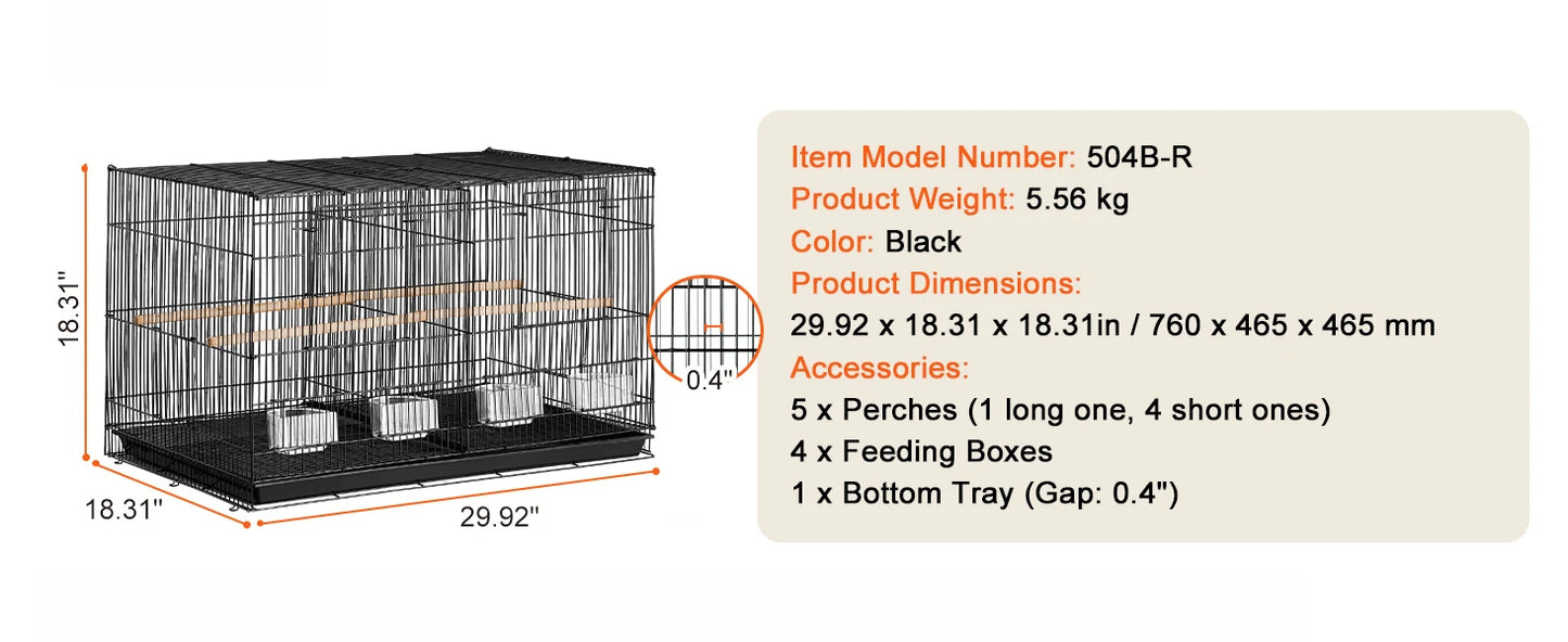 Stackable Flight Bird Cage – Divided Travel Cage with Handle & Perch for Birds