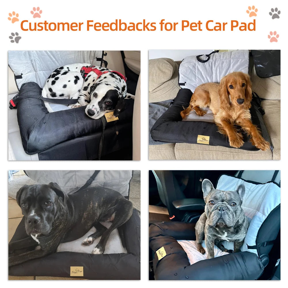 Portable Dog Car Seat – Travel Bed with Safety Belt | Waterproof Pet Booster & Cushion