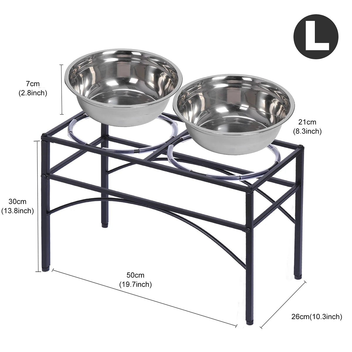 Raised Pet Feeder – Elevated Double Stainless Steel Bowls for Dogs & Cats - The Best For Pets