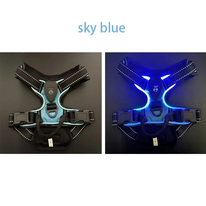 LED Luminous Dog Harness – No - Pull Adjustable Rechargeable Vest for Outdoor Walks - The Best For Pets