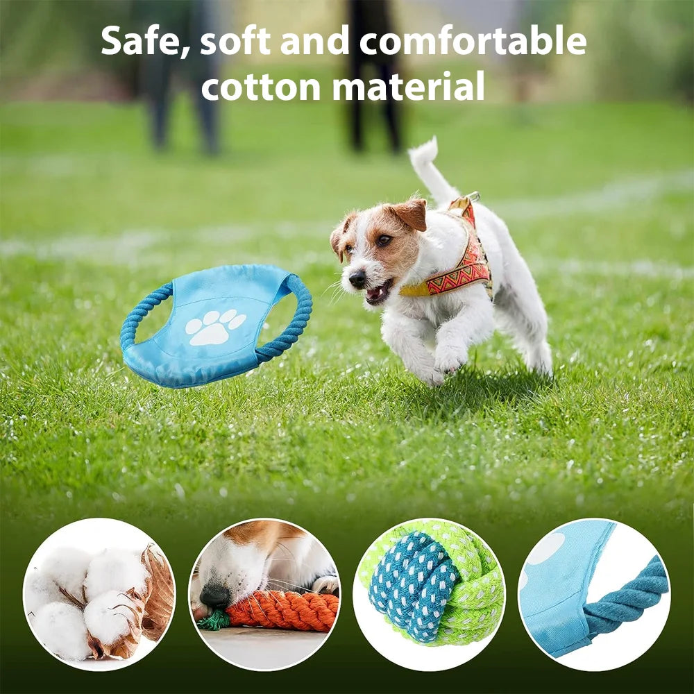 Dog Toy Set – Vibrant Chew & Squeaky Toys with Ropes for Teeth Cleaning & Play