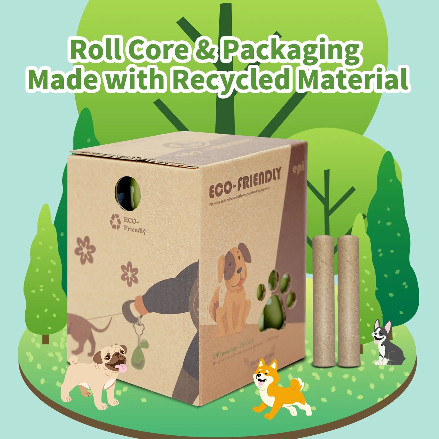 Dog Poo Bags - 540 Counts with Carrier Biodegradable Poop Waste Bag Refill Rolls for Dogs Large and Leak Proof Poo Bag