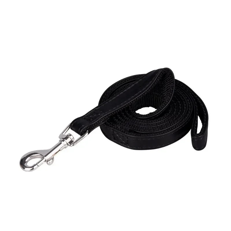 120cm PU Leather Dog Leash – Padded Nylon Lead for Dogs & Cats
