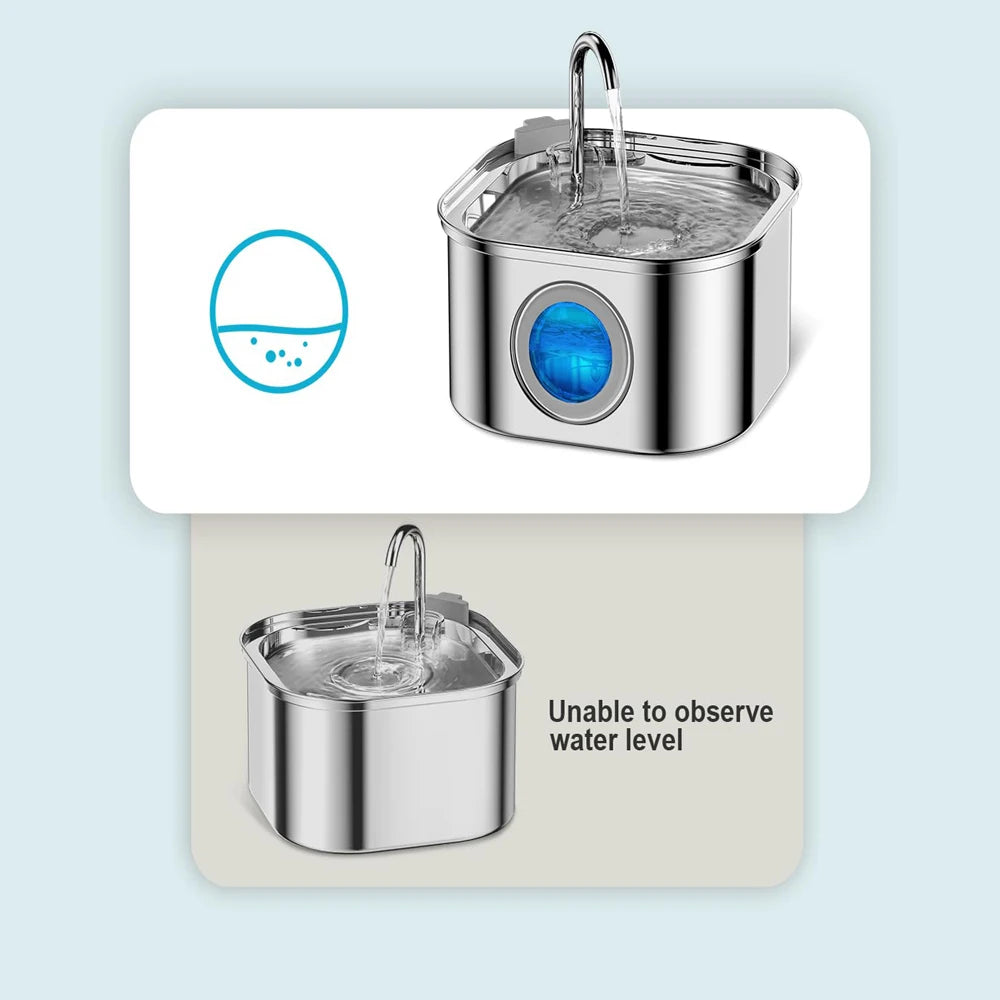 3.2L Stainless Steel Pet Water Feeder – Smart Auto Dispenser with Window