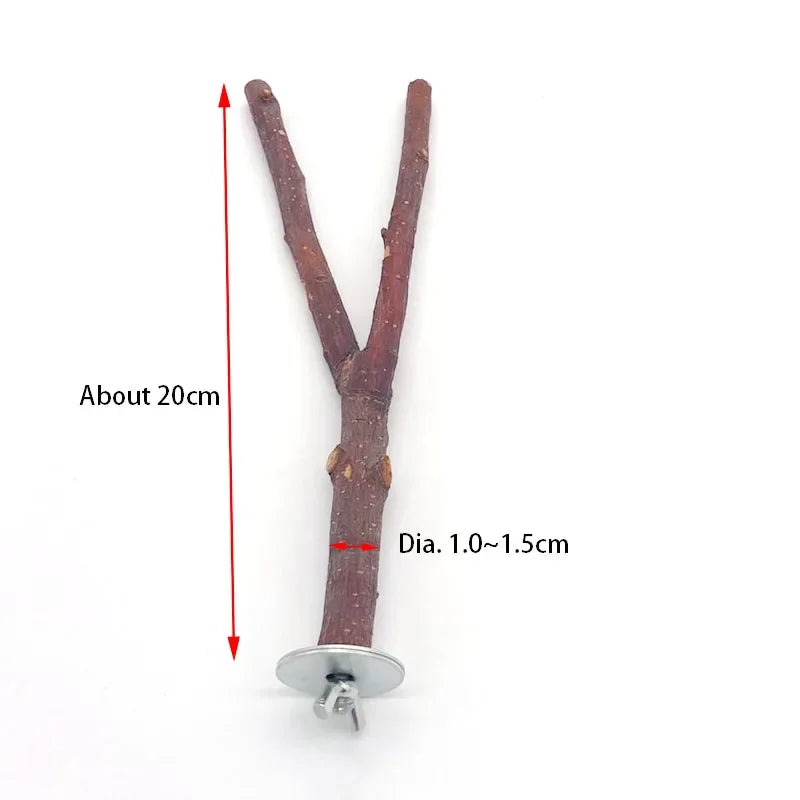 Natural Wood Branch Stand – Chew Toy Perch for Parrots, Hamsters & Birds