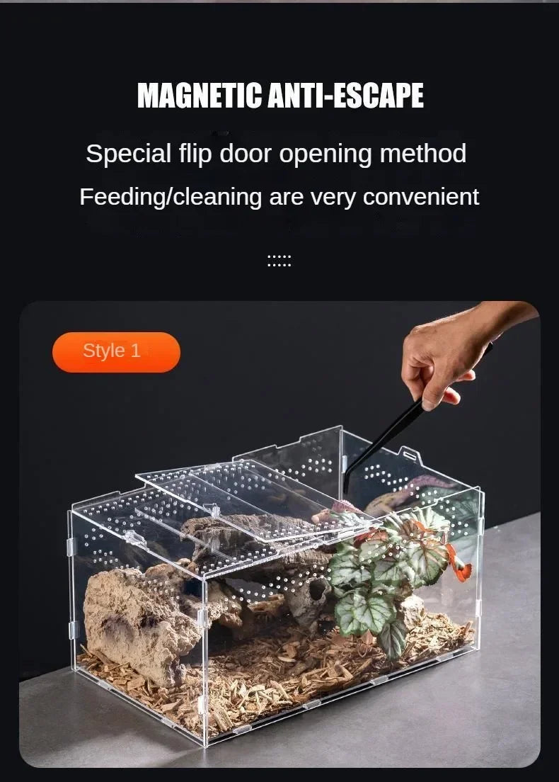Acrylic Reptile Terrarium – Nano Breeding Box for Spider, Scorpion & Lizards