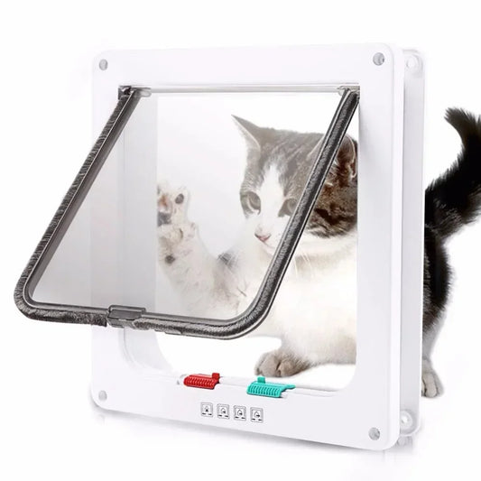 Cat & Dog Flap Door - 4-Way Security Lock Pet Door in ABS Plastic