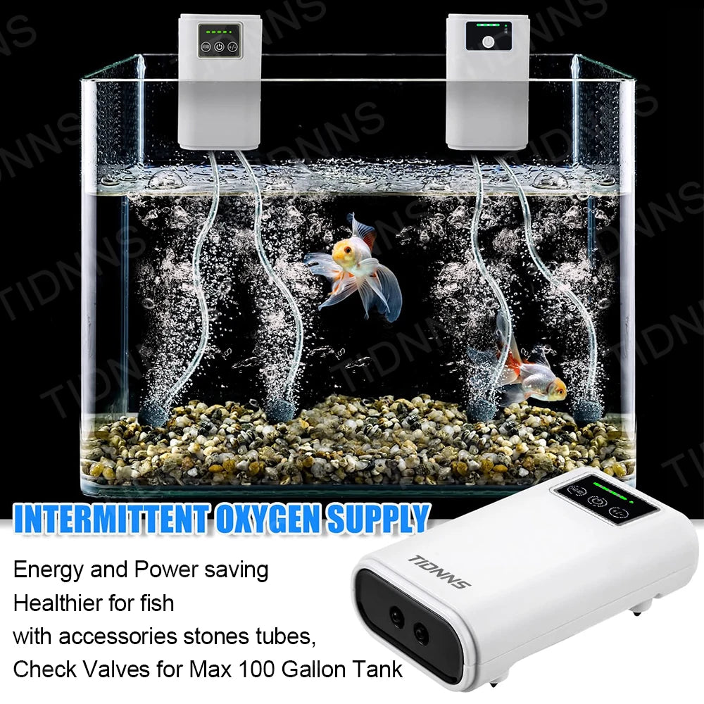 Portable USB Oxygen Pump – Dual-Use Aquarium Air Pump, Silent, 6000mAh Battery