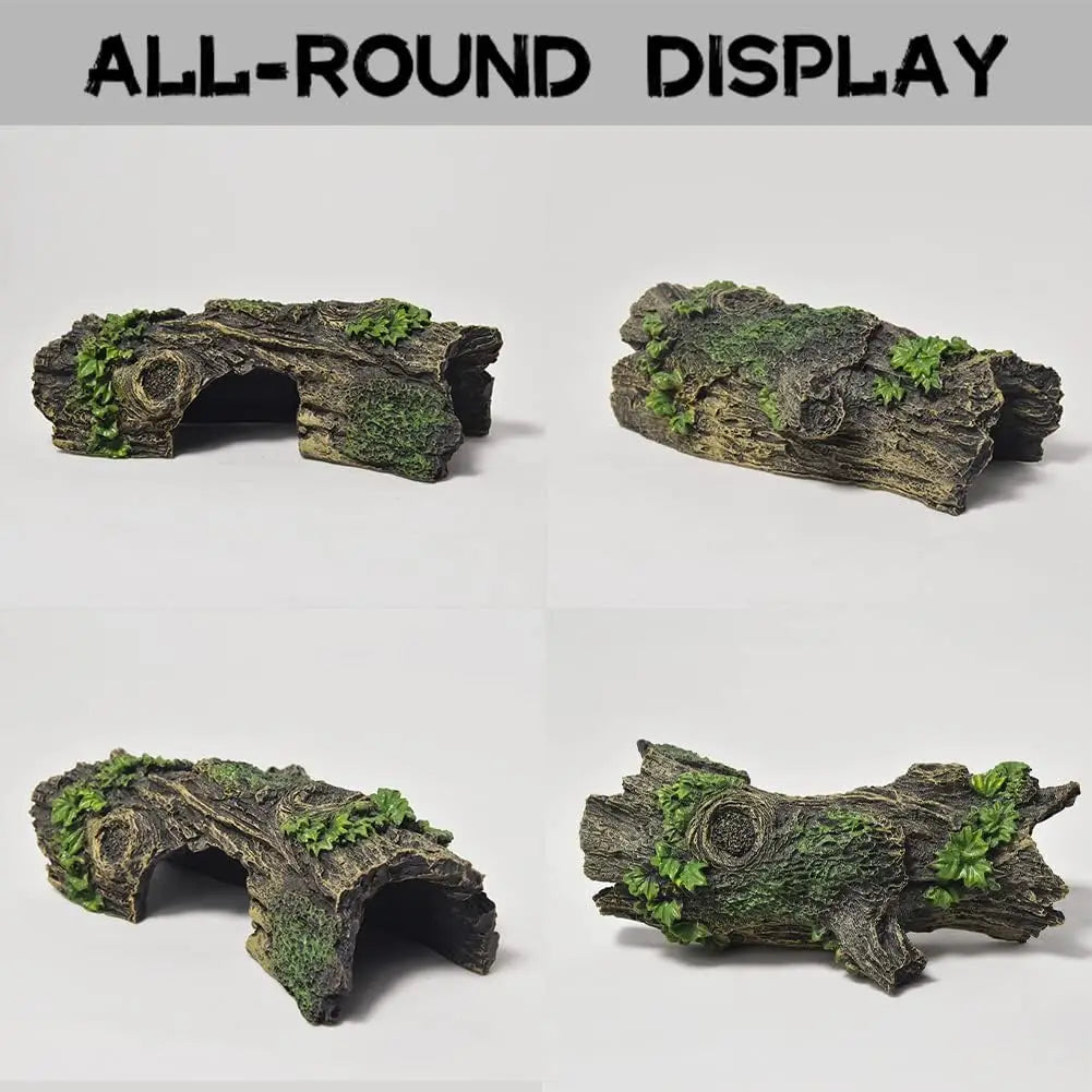 Hollow Tree Tunnel Ornament – Aquarium Cave Shelter for Fish & Reptiles