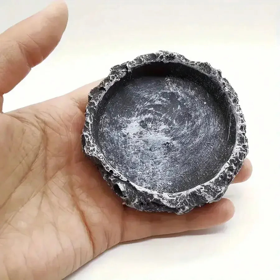 Stone-Like Reptile Bowl – Durable Feeding & Water Dish for Small Reptiles