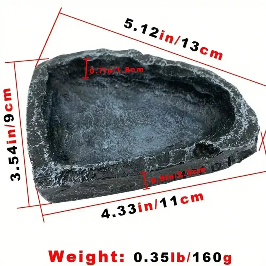 Stone-Like Reptile Bowl – Durable Feeding & Water Dish for Small Reptiles