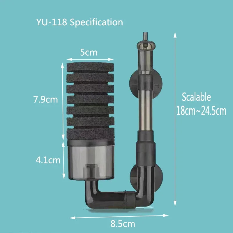 Aquarium Bio Sponge Filter – Air-Powered Skimmer & Water Cleaner